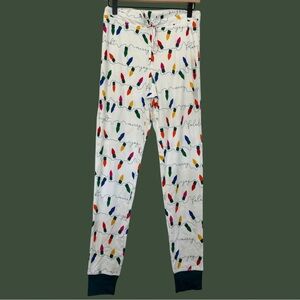 Gray Elephant (S) Holiday Pajama Pants Organic Cotton Christmas Light Jogger